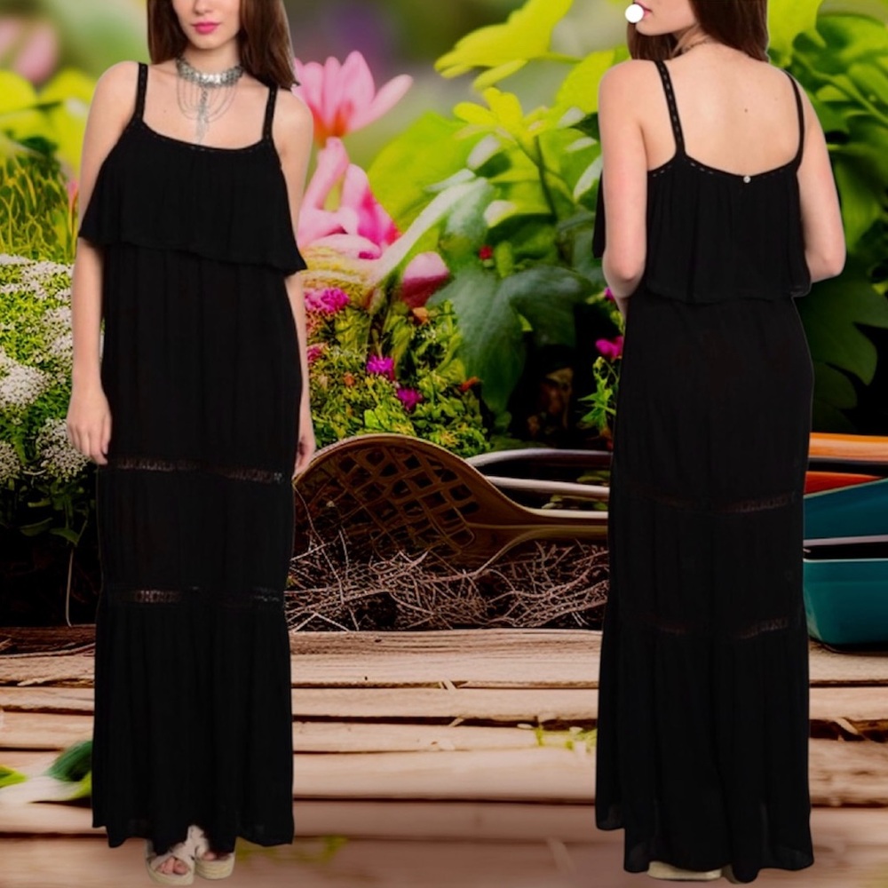 Black Tiered Maxi Dress NWT Size Small
